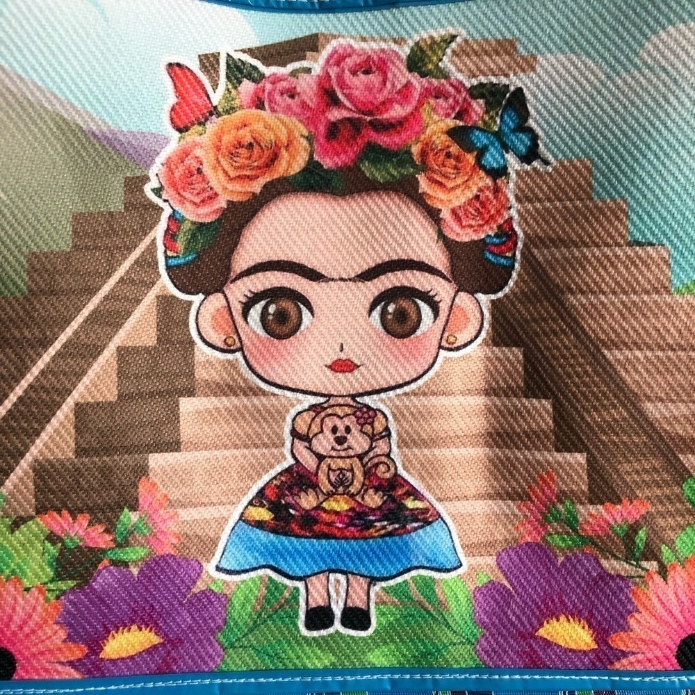 Frida Kahlo Multi-Colored Mercado Bag Mexican Tote Market Reusable Grocery Bag - Picture 2 of 8